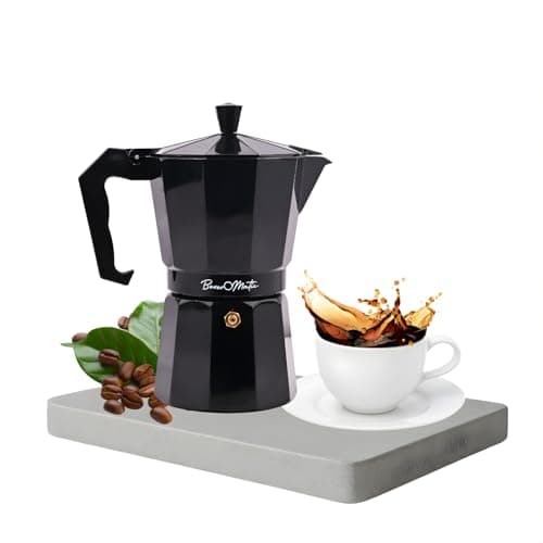 BEVEROMATIC Stovetop Moka Pot Coffee Maker, 300 ml (6-Cup), Italian-Style Aluminium Espresso Maker for Gas Stove, Coffee Percolator-Black