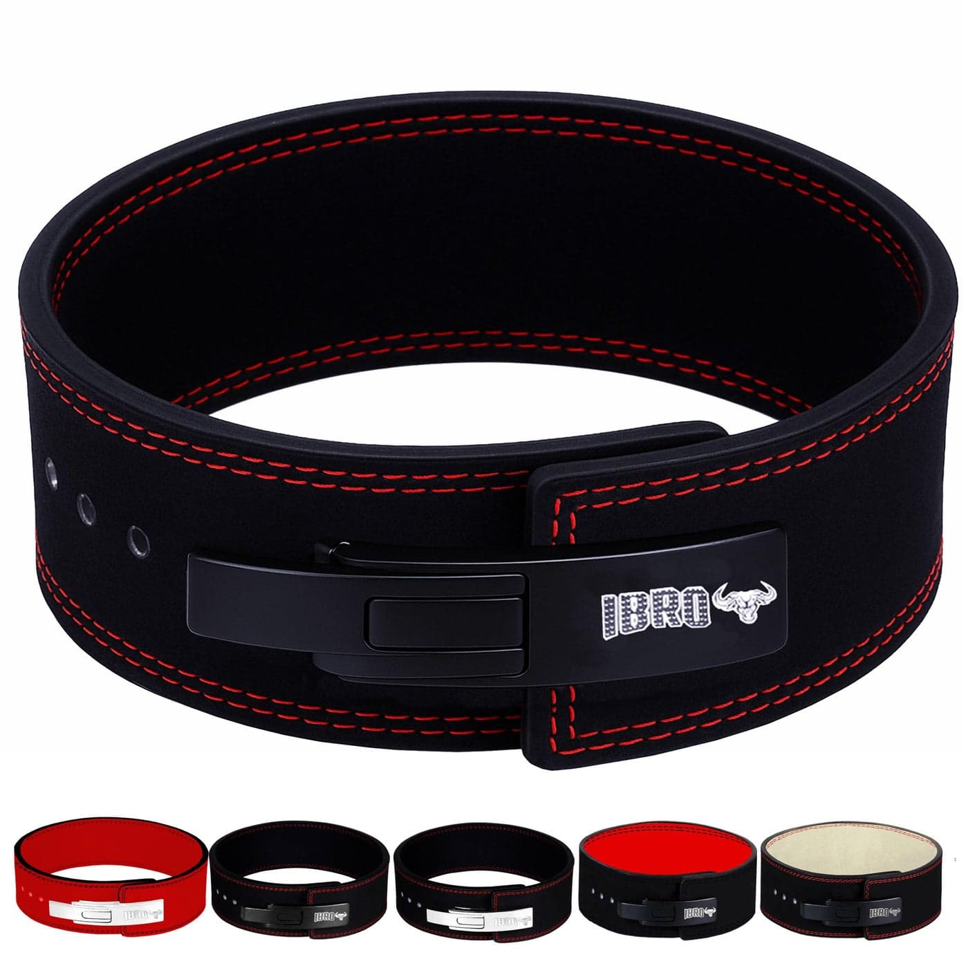 IBRO Powerlifting Lever Gym Belt Power 10MM Extreme Heavy Duty Genuine Leather Belts Squats Deadlifts Bodybuilding Weight Lifting IPF Power Lifting Strongman for Men AllBlack S