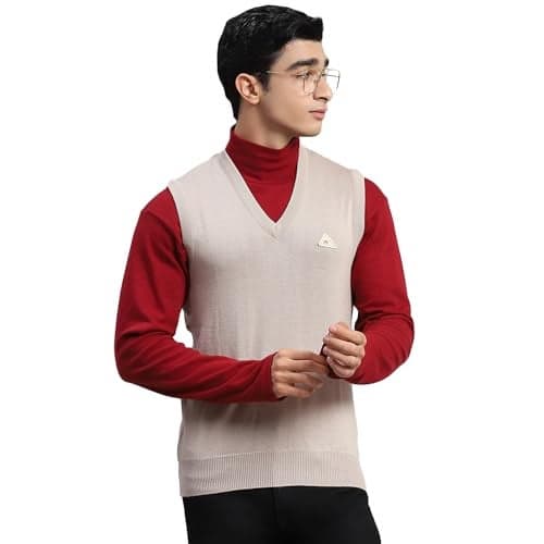Monte Carlo Shell Solid V Neck Sweater | Warm Woolen Pullover for Men | Soft Comfortable Knitted Winter Wear Sweater for Men's