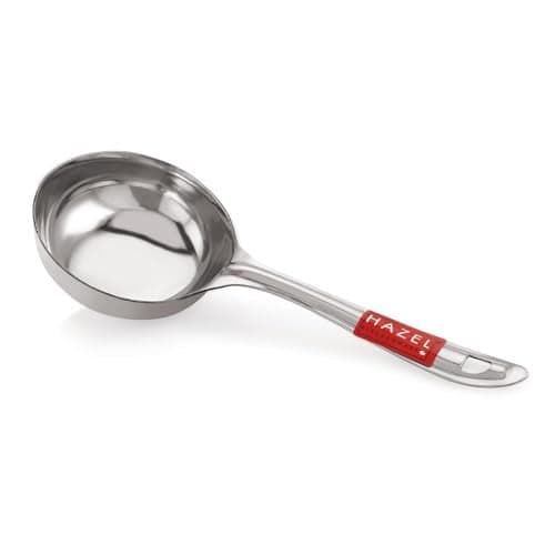 HAZEL Stainless Steel Round Ladle Spoon | Kadchi for Cooking & Serving Dal Ladle for Kitchen | Heavy Duty Stainless Steel Spoodle 8 cm Dia