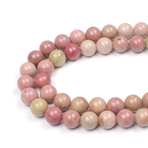 MJDCB Natural Red Stripes Rhodonite Round Stone Beads for Jewelry Making 10mm