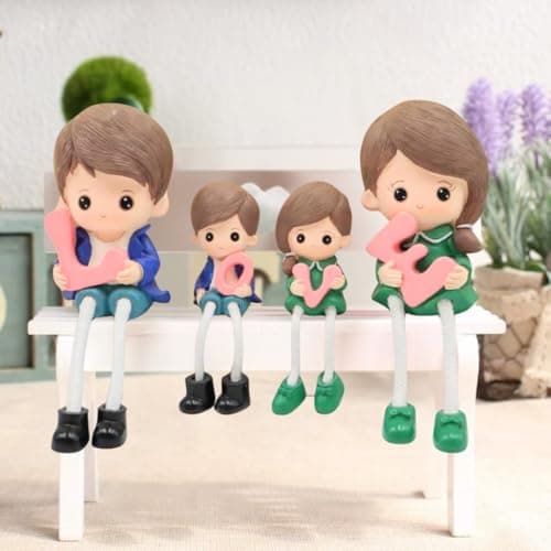 SATYAM KRAFT 1 Set Hanging Legs Romantic Couple Showpiece | Cute Boy & Girl Figurine | Home Décor, Living Room, Bedroom | Valentine Decor, Wedding, Anniversary, Birthday, Festival Gifting