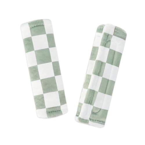 DILIMI Baby Car Seat Belt Covers 2Pcs Carseat Shoulder Strap Pads Soft Minky Car Seat Neck Covers Newborn Car Seat Strap Protectors Stroller Strap Covers for Baby Kids Green Checkered