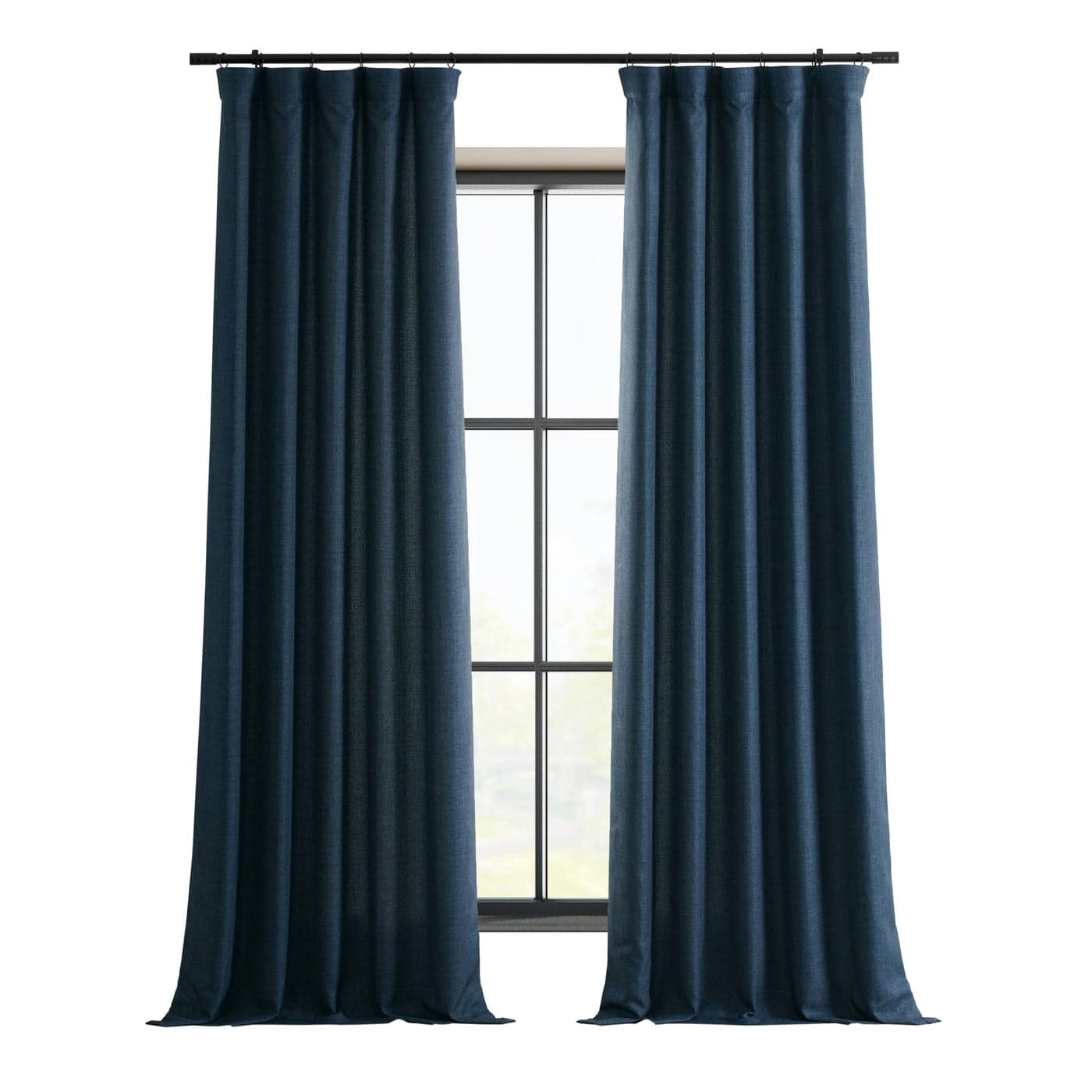HPD Half Price Drapes Italian Faux Linen Curtains 120 Inches Long Room Darkening Curtains for Bedroom and Living Room 50 X 120 1 Panel Sergeants Blue