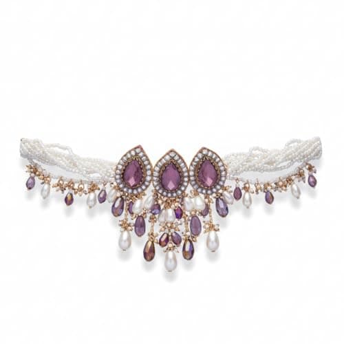 SANJOYA by EVERSTYLISH Embroidered Choker Necklace for Women | Stone, Beads & Pearl Statement Neckpiece | Ethnic Jewelry for Weddings, Festivals & Special Occasions