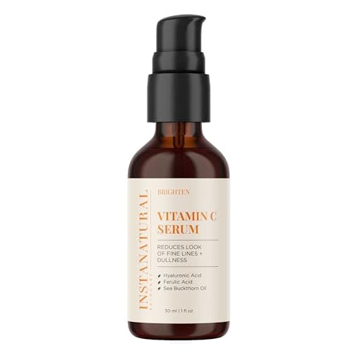 InstaNatural Vitamin C Face Serum Brightens Hydrates and Reduces Signs of Aging with Vitamin C Hyaluronic and Ferulic Acid 1 FL Oz