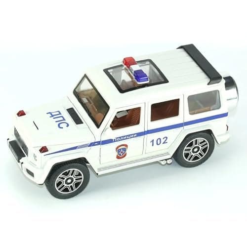 Coelon 1:32 Scale G Wagon Police Toy Car for Kids Police Cars Diecast Metal Car Die Cast Toy Cars Sound Light Pull Back opneable Door
