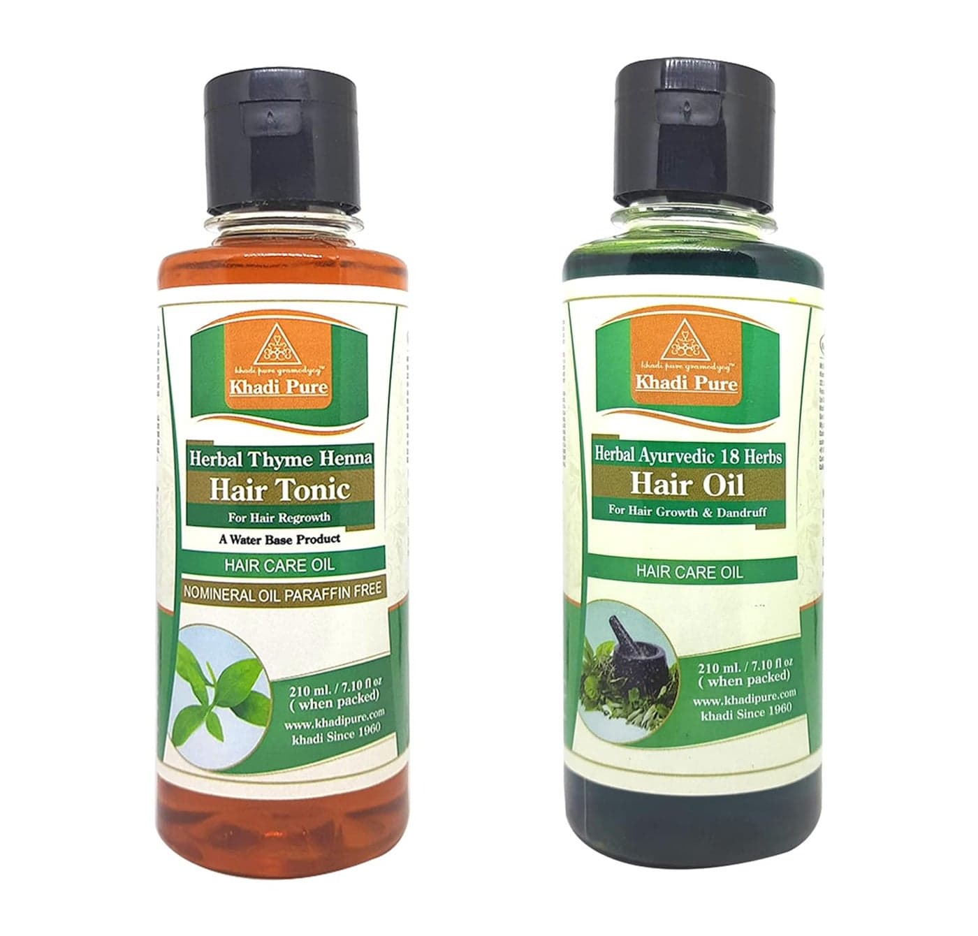 Khadi Pure 18 Herbs Thyme Henna Sls Oil 210 ml Pack of 2