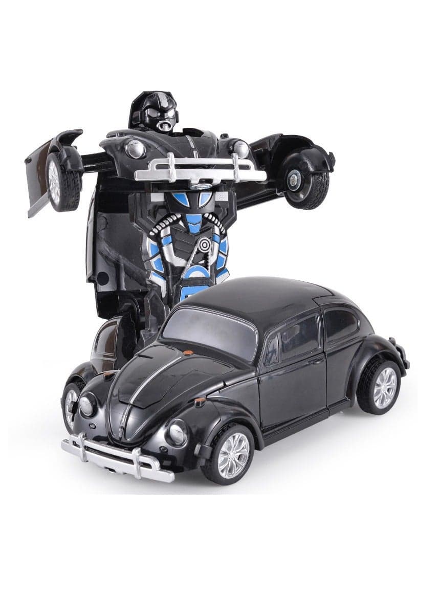 Children'S Collision One-Button Deformation Toy Inertia Sports Car Boy Birthday Gift Deformation Robot Toy Car - Black Beetle