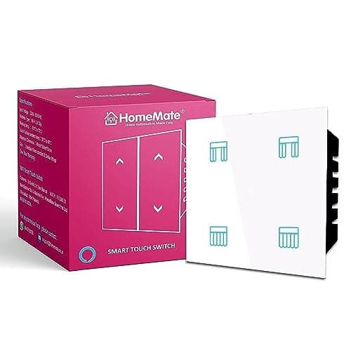 HomeMate Wi-Fi Smart Curtain/Blind/Tubular/Projector Lift Motor Touch Switch (White, Pack of 1) | No Hub Required | Compatible with Alexa, Google Assistant and Siri