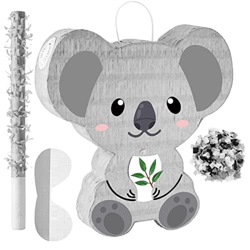 Koala Piatas for Birthday Party Safari Animal Piata with Stick Blindfold Confetti for Adults Birthday Baby Shower Party Supplies