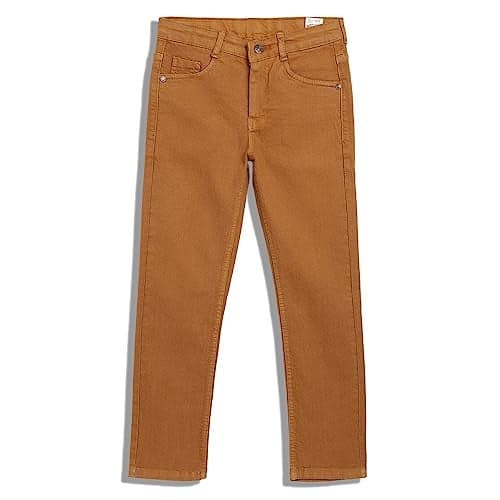 Urbano Juniors Boy's Khaki Slim Fit Washed Denim Jeans Stretch (junrfdjeanboy-khaki-13-14)