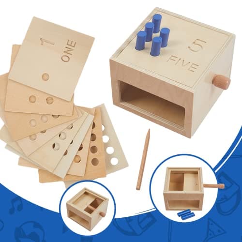 Wooden Montessori Toddler Counting Peg Board Box Numbers Math Toys for 13 Year Olds