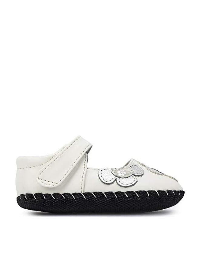 Pediped Baby Girls Mary-jane-flats, White/Silver, X-Small Infant US