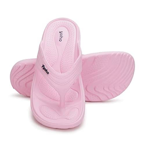YOHO Drizzle Soft Slippers for Women, Mild Acupressure, Lightweight, Anti Skid & Slip, Diabetic Footwear for Woman, Home Wear Bathroom Chappal for ladies | Rose Shadow - UK 6