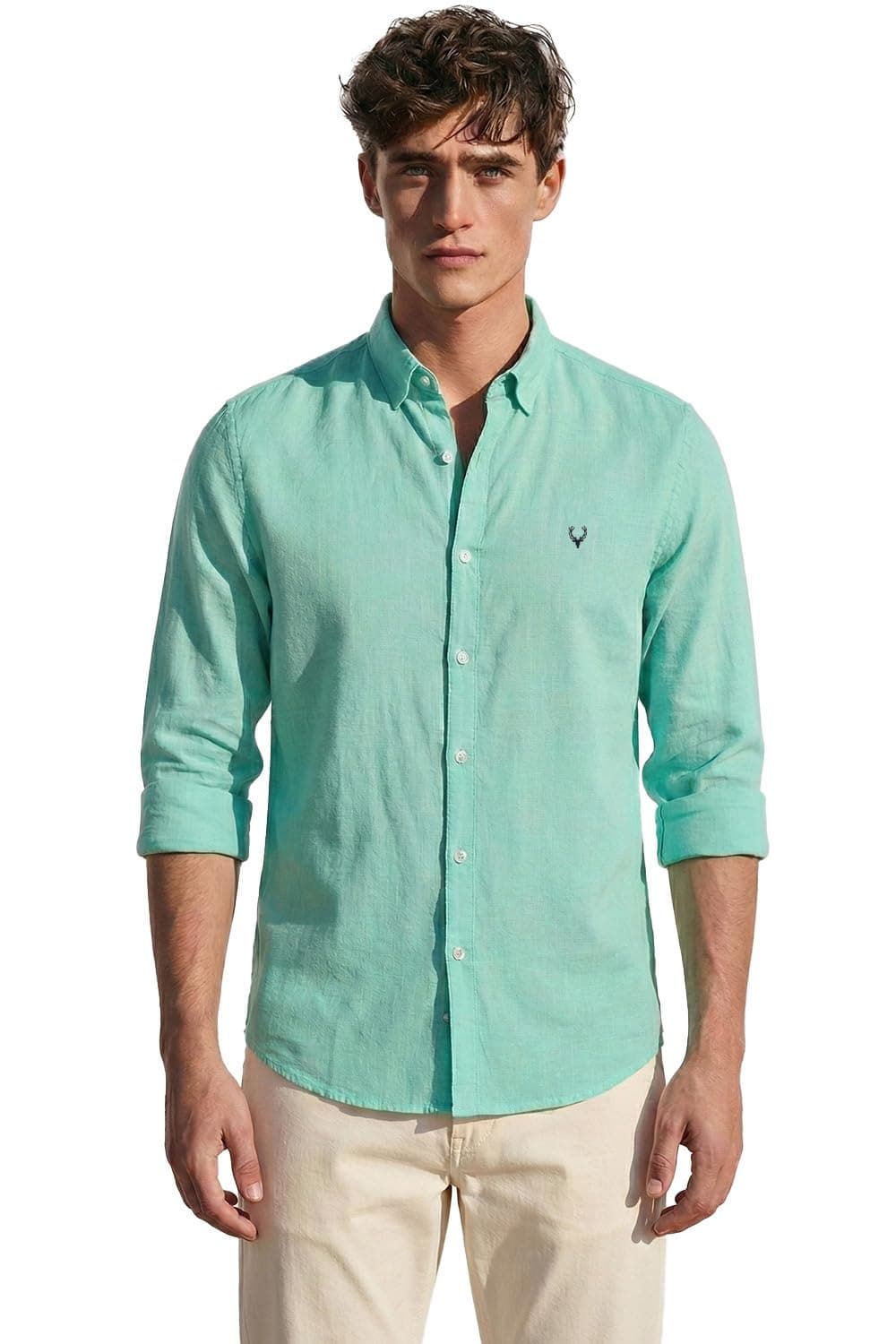 Allen Solly Men's Plain Slim Fit Casual Shirt (ASSFWMOF929179_38)