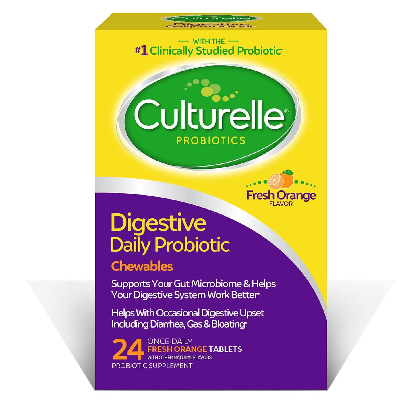Culturelle Digestive Health Daily Probiotic Chewables Probiotic For Men and Women Most Clinically Studied Probiotic Strain 10 Billion CFUs Supports Occasional Diarrhea Gas Bloating 24 Count