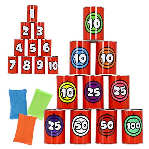 JOYIN 13 Pcs Carnival Party Bean Bag Toss Game Sturdy Knockdown Can Birthday Easter Party Family Best Outdoor and Indoor Games Easter Egg Hunt for Classroom Gifts Number Style