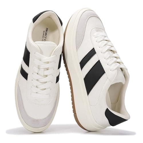 Project Cloud Platform Sneakers for Women - Lightweight Memory Foam Insole Womens Sneakers - Non-Slip Fashion Sneakers for Women Footwear - Women's Fashion Platform Shoes (Nita, White, 8.5)
