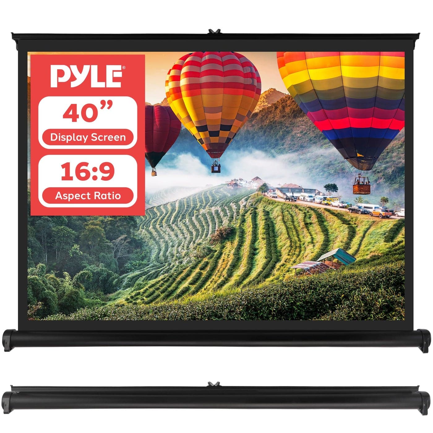 Pyle Portable Projector Screen Mobile Projection Screen Stand Lightweight Carry Durable Easy Pull Out System for Schools Meeting Conference Indoor Outdoor Use 40 Inch PRJTP46 White