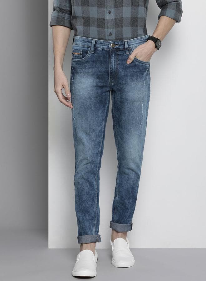 The Indian Garage Co Men Mid Rise Faded Slim Fit Jeans