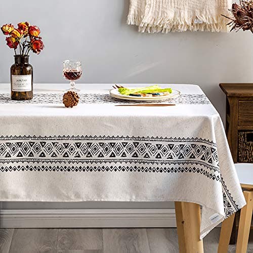 GLORY SEASON Modern and Minimalist Tablecloth Linen Fabric Decorative 55x120 Rectangle Printed Pattern Geometry Design NonFade Washable Stylish Table Cover for Kitchen Dining Tabletop
