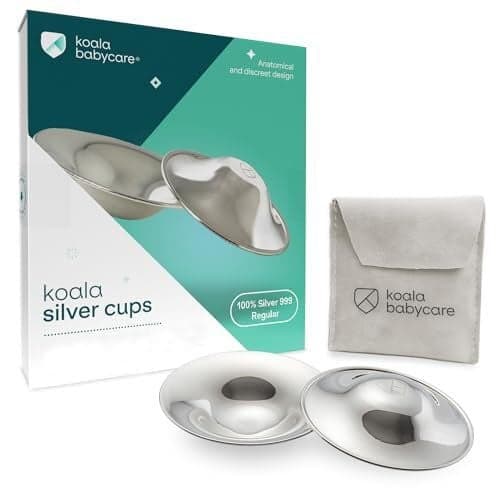 Koala Babycare The Original Nursing Cups 100 Silver Nipple Shields for Nursing Newborn Breastfeeding Essentials Protect and Soothe Cracked Nipples Standard Size