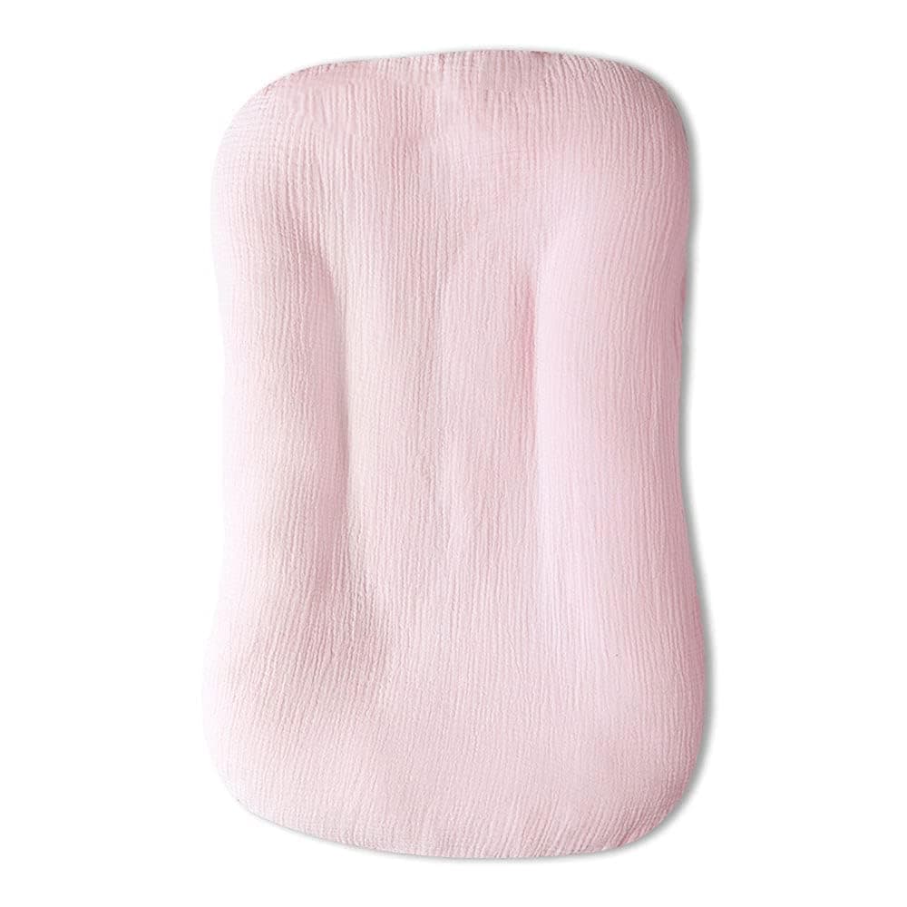 Hooyax Muslin Baby Lounger Cover Soft Organic Cotton Slipcover Fits Newborn Lounger for Baby Boys and Girls Pink
