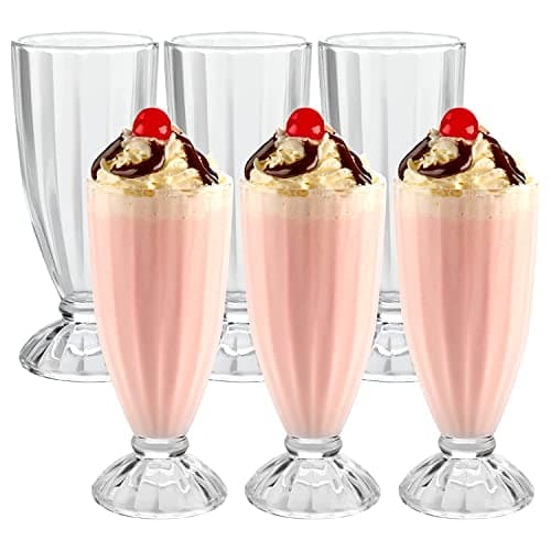 BAGYAM - Falooda Glass Set - 360ML Drinking Highball Glass Set for Water Juice Lassie Ice Cream Shake Milk Cold Coffee Coco Mojito Smoothies Cold Drinks (Pack of 6 Pieces)
