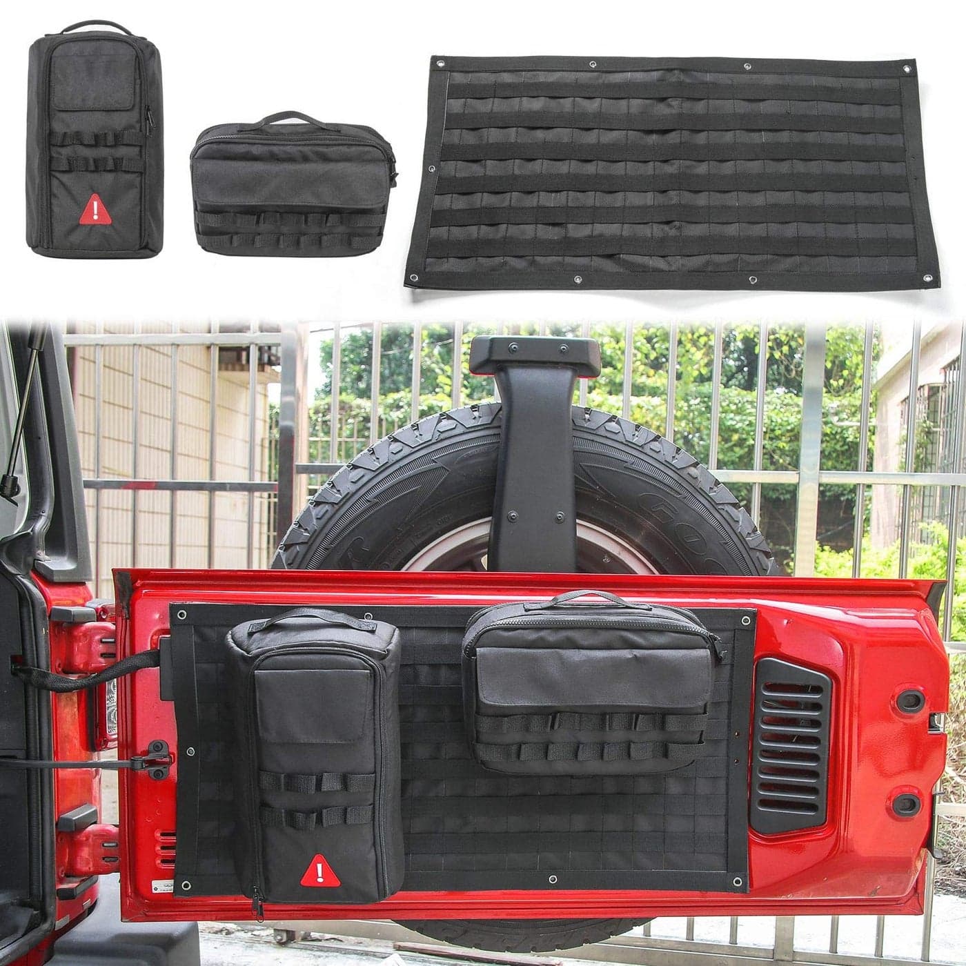 Voodonala for Jeep Tailgate Tool Kit Storage Bag Organizer Racks for 20072018 Jeep Wrangler JK JKU 20182025 JL JLU 4xe Canvas 3PCS