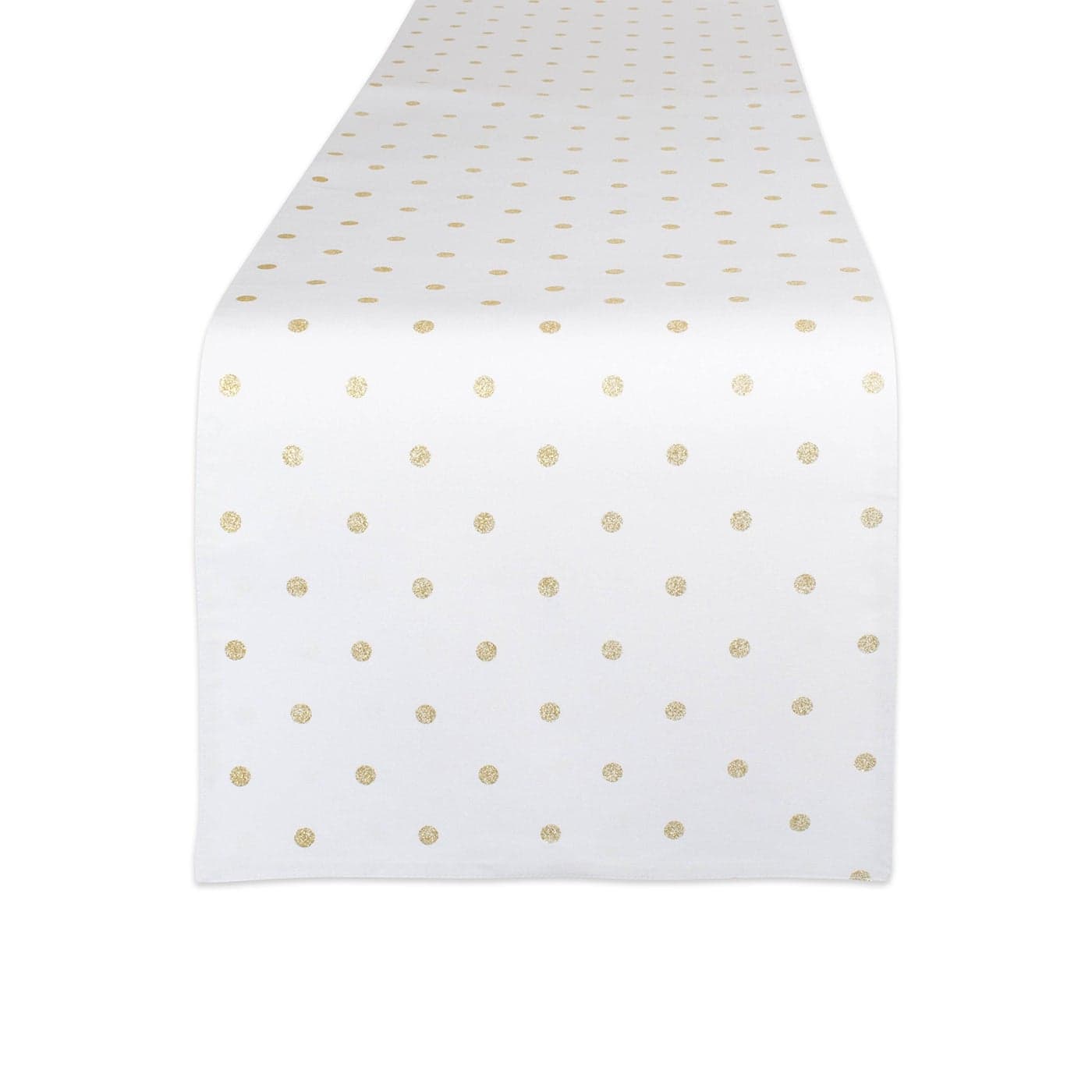 DII Polka Dot Kitchen Collection Table Runner 13x90 Metallic WhiteGold Reversible