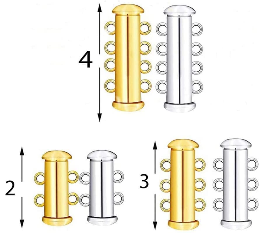 DIY Crafts Pack of 11 Pcs, Silver 3/4 Hole, As Image Big Pieces Unsorted Sizes Slide Magnetic Clasp Connectors Tube Multi Strands Clasps Necklace Bracelet Chain Ex (Pack of 11 Pcs, Silver 3/4 Hole)