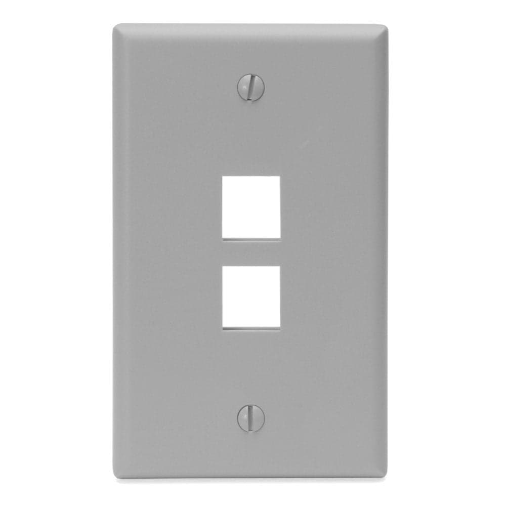 Leviton QuickPort Wallplate Single Gang 2Port 410802GP Grey