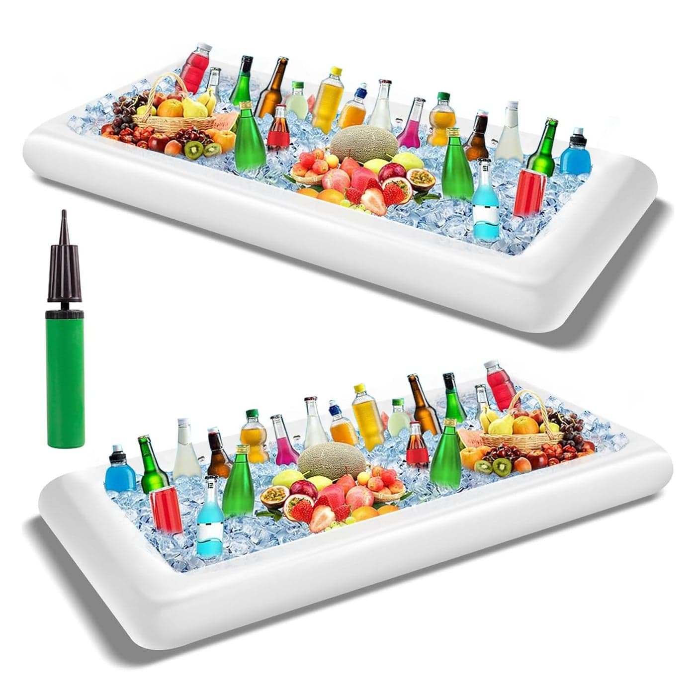 Pack of 2 Inflatable Cooler Serving Bar Salad Ice Tray for Food Drinks BBQ Picnic Pool Party Supplies Buffet Salad Food Drinks Tray for Party Picnic Camping 53 x 256 inches