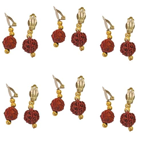 kaku fancy dresses rudraksh Earrings for Mythological Character -Maroon, Free Size - 6 Pairs, for Unisex- Multi Color