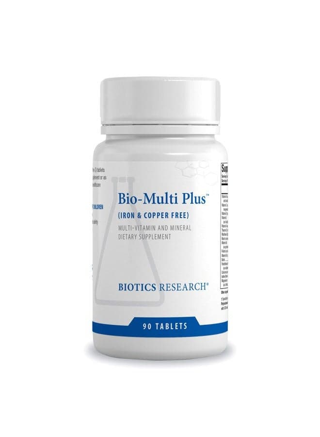 Bio-Multi Plus Iron & Copper Free Multivitamin, Chelated Minerals, Emulsified Fat Soluble Vitamins, Iron Free, Copper Free, High antioxidants, SOD, Catalase, 90 Tabs