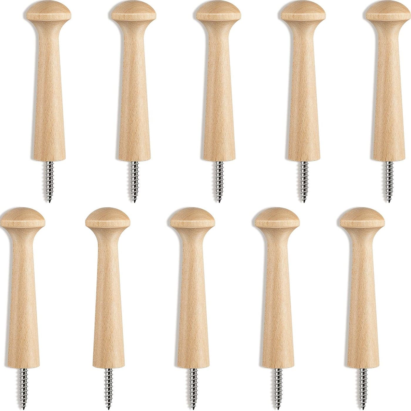 10 Pieces Wooden Shaker Peg Screwon Pegs 362 Inch Long Unfinished Wood Shaker Racks for Hanging Clothes Hats Towel and More DIY Paint Color Wood Color
