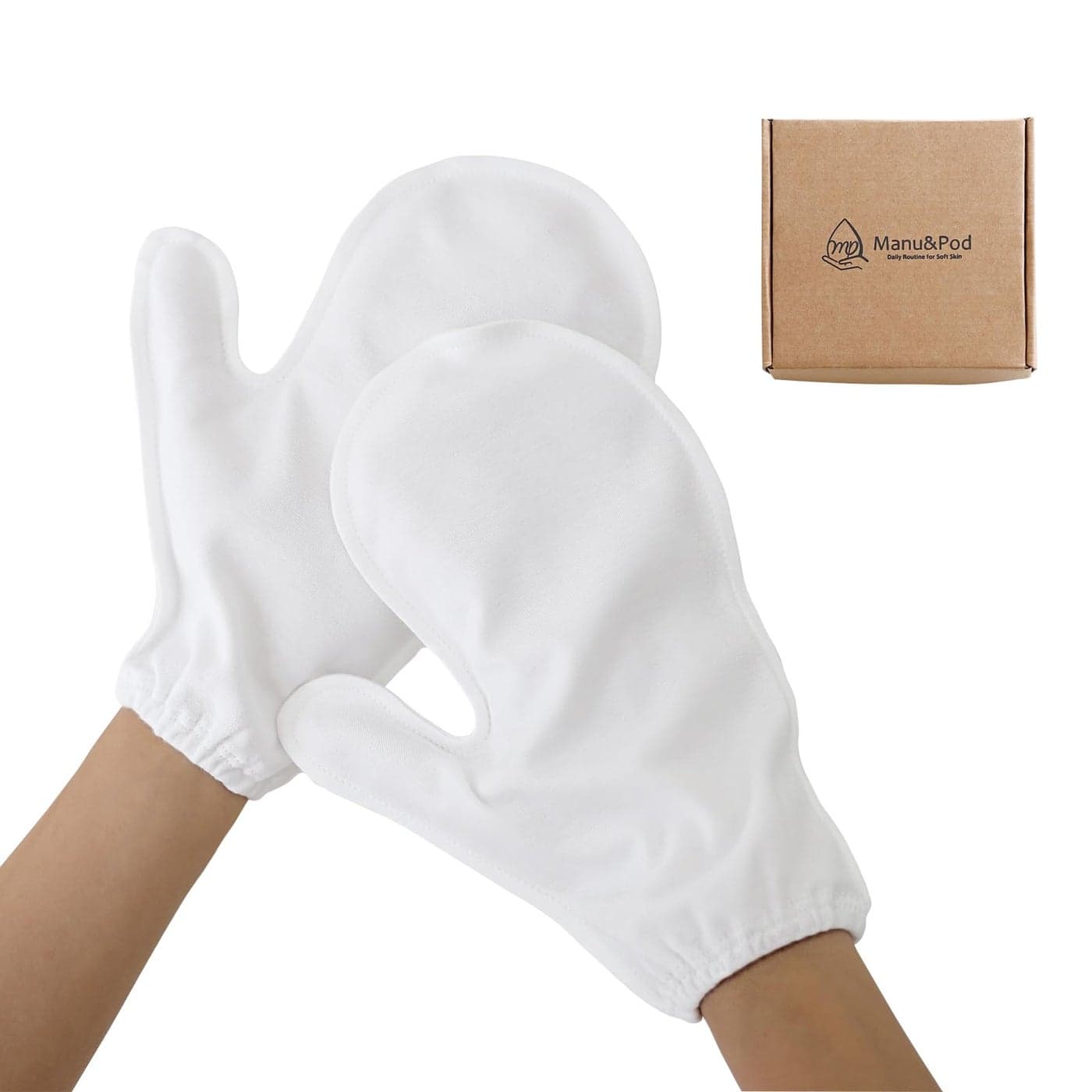 ManuPod Medium 3 Pairs 100 Organic Cotton Moisturizing Gloves for Dry Hands Eczema Psoriasis l Overnight Cream for Women Men l Wristband White