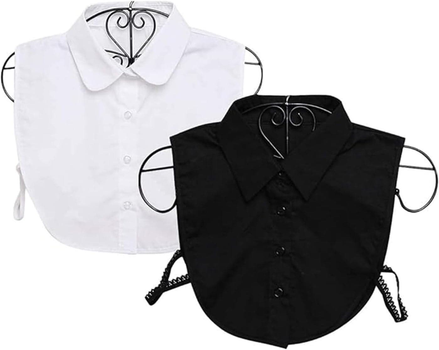 Fake False Collar, 2 Pcs Fashion Elegant Basic Shirts, for Women Girls Dresses Sweaters Blouse Office Leisure Business Banquet Daily Wearing, Black and White
