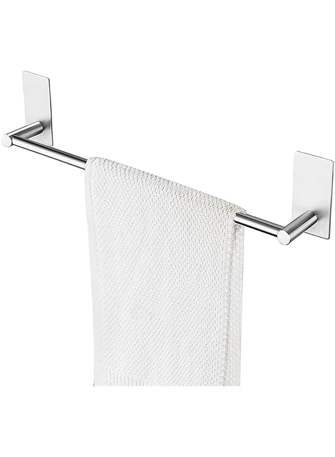 Self Adhesive Bathroom Towel Bar 40cm Stainless Steel Bath Wall Shelf Rack Hanging Towel Stick On Sticky Hanger, No Drilling Towel Rack Silver