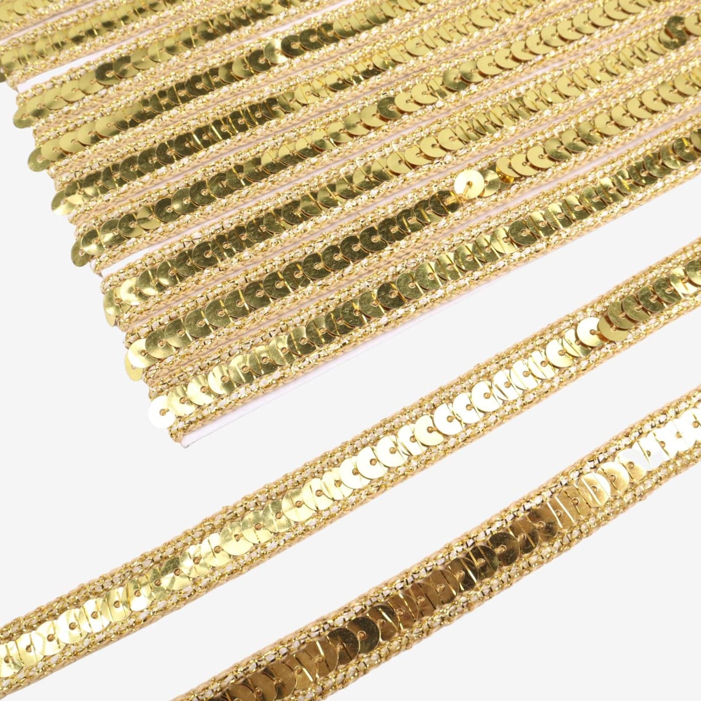ZNZAKKA Gold Sequin Ribbon Trim Sequin Braid Trim Flat Glitter Ribbon for Sewing 10 Yards