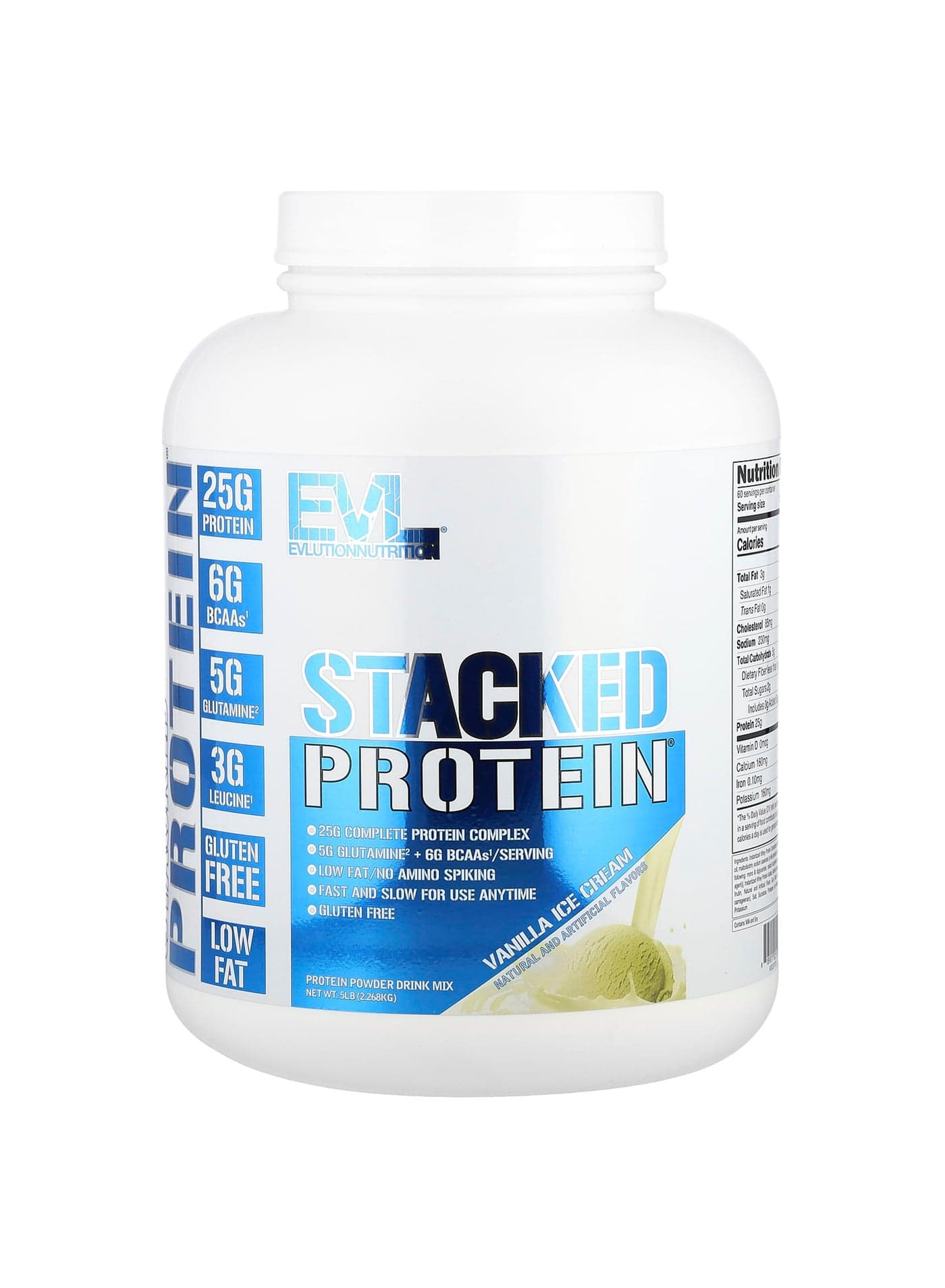 Stacked Protein® Powder, Vanilla Ice cream, 5 lb (2,268 kg)