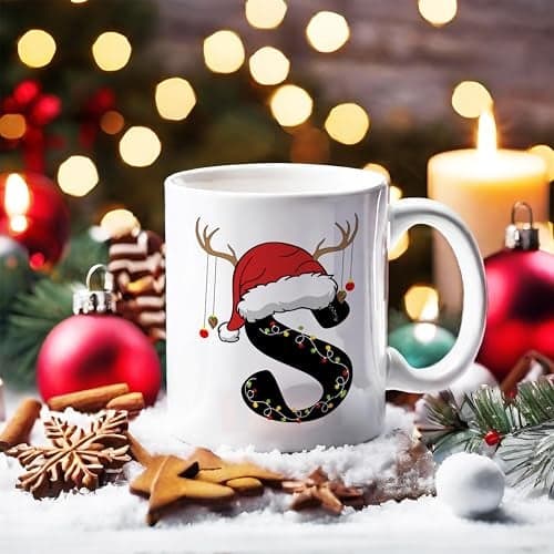 DAYS " Christmas Alphabet Word Printed Ceramic Mug, Christmas Xmas Coffee Mug Gift for Kids Boy Girls, Coffee Cup Mug Gift (S)