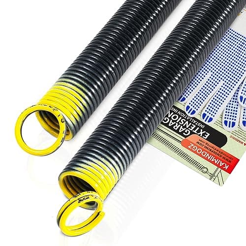 KaiMinDogz Pair of 130lb. Heavy Duty Garage Door Extension Springs Stretch Springs, 25" Long,Double Loop Ends, High Precision Electrophoresis Black Coated, MIN 16,000 Cycles, for 7ft High Garage Doors