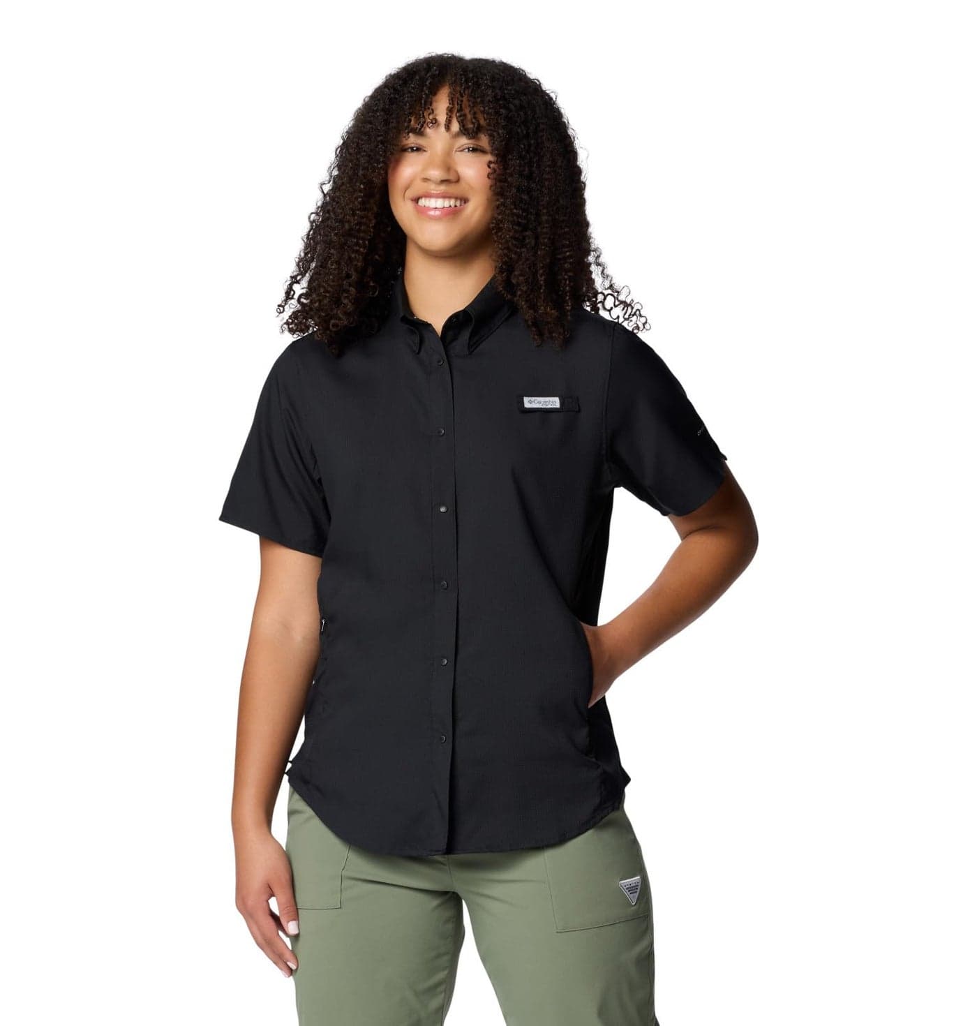 Columbia Womens PFG Tamiami II Short Sleeve Fishing Shirt Black XLarge