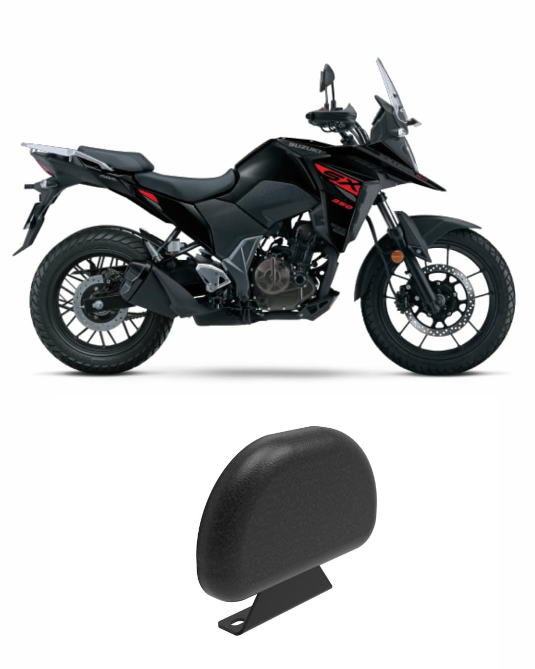 Auto Infinity Backrest Compatible With Suzuki Vstrom 250 (Black, Pack of 1)