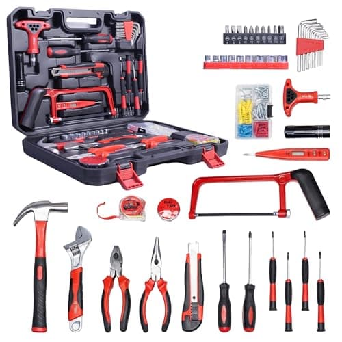 IBELL TB145-9 145-Piece Socket Wrench Tool Kit | Complete Auto Repair & Home Tool Set with Ratchet, Sockets, Screwdrivers & Accessories | Heavy-Duty Chrome Finish with Storage Case (Orange/Black)