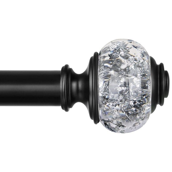 1 Inch Curtain Rods 36 to 72 Inches 3 to 6 ft Telescoping Single Drapery Rod USFOOK Black Curtain Rods for Windows 24 to 68 Inches with Translucent Finials