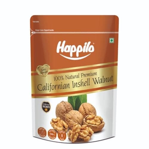 Happilo Premium Inshell Dried Walnut 1 Kg (Pack of 1) | Akhrot Giri | Dry Fruits, Healthy Snacks | Large Size | Walnut with Shell | Rich in Protein, Antioxidants & Source of Omega-3