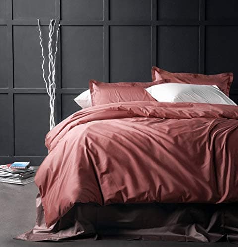 Solid Color Egyptian Cotton Duvet Cover Luxury Bedding Set High Thread Count Long Staple Sateen Weave Silky Soft Breathable Pima Quality Bed Linen (Dusty Cedar, King)